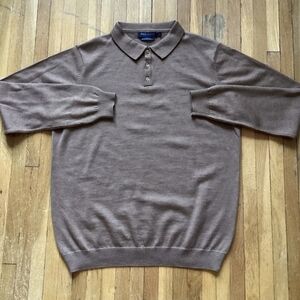 Paul James Men's Size XXL Tan Solid/Textured Sweater,100% Merino Wool,England